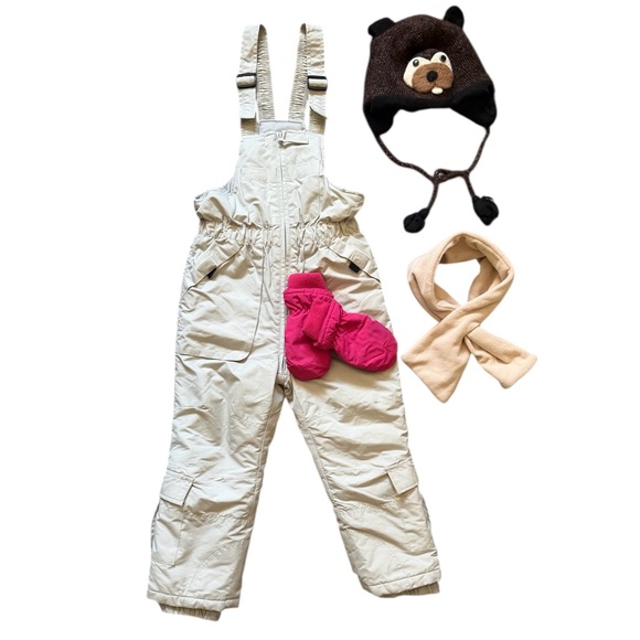 Snozu Beige Kids Snowpants  with Accessories Size 4/Small - Picture 1 of 9